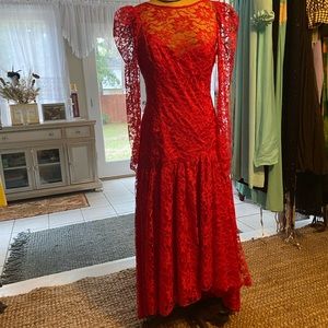 Red lace dress